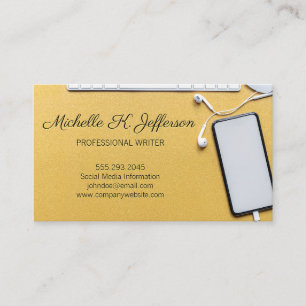Office Work Space   Minimal Yellow Background Business Card