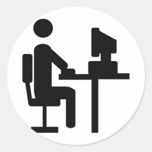 office worker icon classic round sticker