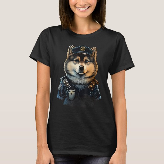 Officer Alaskan Malamute Cop dog on Police Alaskan T-Shirt (Front)