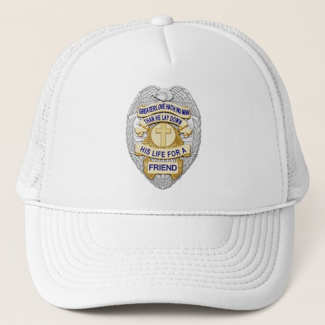 Officer Badge - Thin Blue Line Trucker Hat (Front)