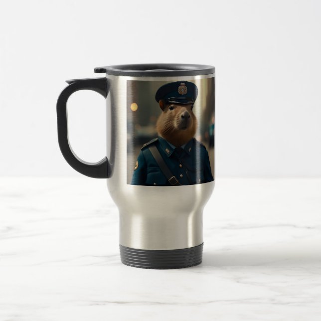 Officer Capybara: Keeping the Peace, Travel Mug (Left)