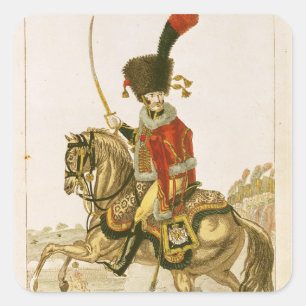 Officer of the Hussars of the Imperial Guard Square Sticker