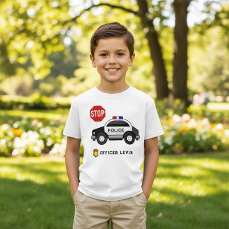Officer Police Car Custom Birthday Name T-Shirt