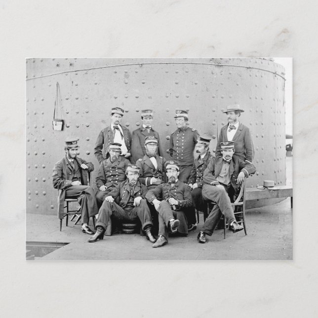 Officers on USS Monitor, 1862 Postcard (Front)