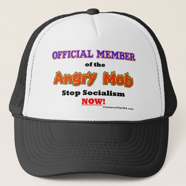 "Official Angry Mob Member" Trucker Hat (Front)