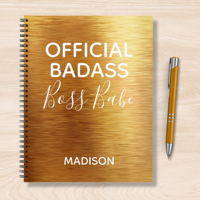 Official Badass Boss Babe Chic Metallic Gold Name Notebook (Creator Uploaded)