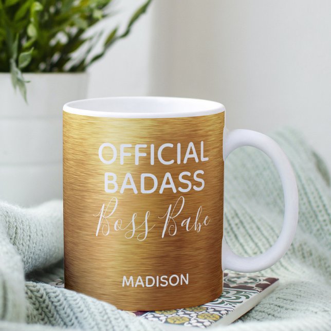 Official Badass Boss Babe Metallic Gold Name Coffee Mug (Creator Uploaded)