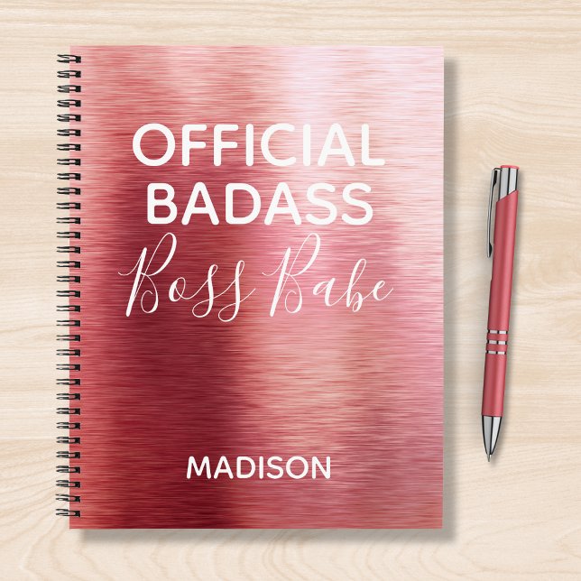 Official Badass Boss Babe Metallic Rose Gold Name Notebook (Creator Uploaded)