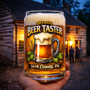 Official Beer Taster York County PA Humor Can Glass