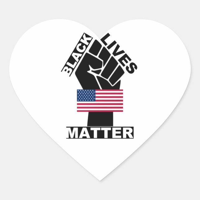 Official Black Lives Matter USA Flag collection 2  Heart Sticker (Front)