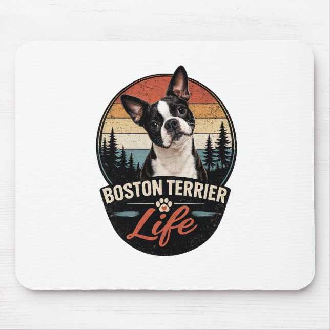 Official Boston Terrier Life Logo Mouse Pad (Front)