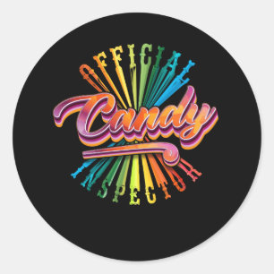 Official Candy Inspector Halloween Costume Retro V Classic Round Sticker