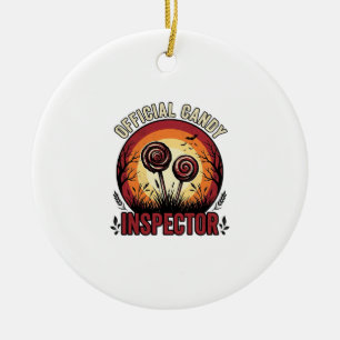 Official Candy Inspector Vintage Halloween Shirt D Ceramic Tree Decoration