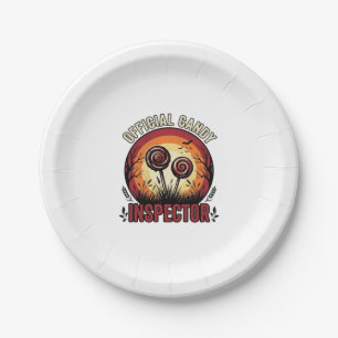 Official Candy Inspector Vintage Halloween Shirt D Paper Plate