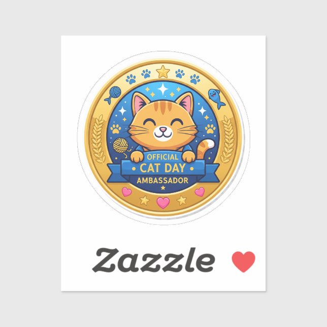 Official Cat Day Badge – Fun Sticker (Sheet)