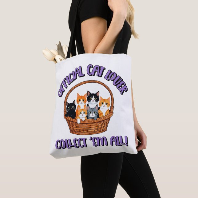 Official Cat Lover – Collect ‘Em All Tote Bag (Close Up)