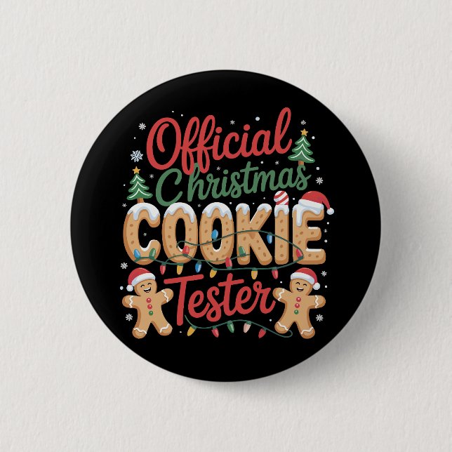 Official Christmas Cookie Tester Crew Baking Xmas 6 Cm Round Badge (Front)