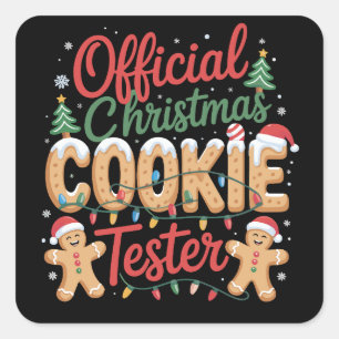 Official Christmas Cookie Tester Crew Baking Xmas Square Sticker