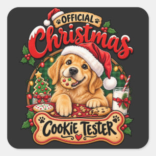 Official Christmas Cookie Tester Golden Retriever Square Sticker