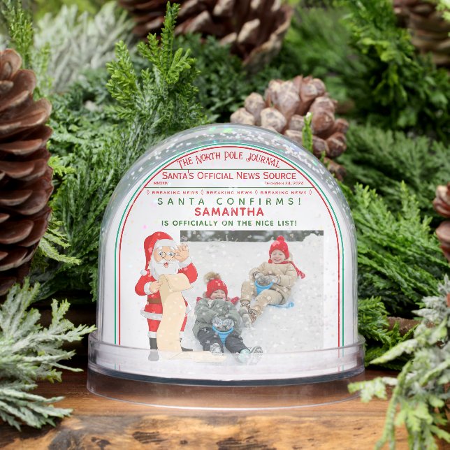 Official Christmas Nice List Certificate Photo Snowglobe (Winter)