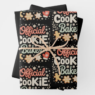 Official Cookie Baker Christmas Xmas Family Baking Wrapping Paper Sheet