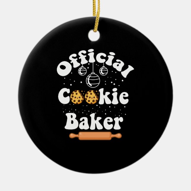 Official Cookie Baker Cookie Lovers Christmas Ceramic Tree Decoration (Front)