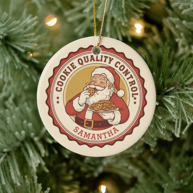 Official Cookie Quality Control Funny Christmas Ceramic Tree Decoration (Tree)