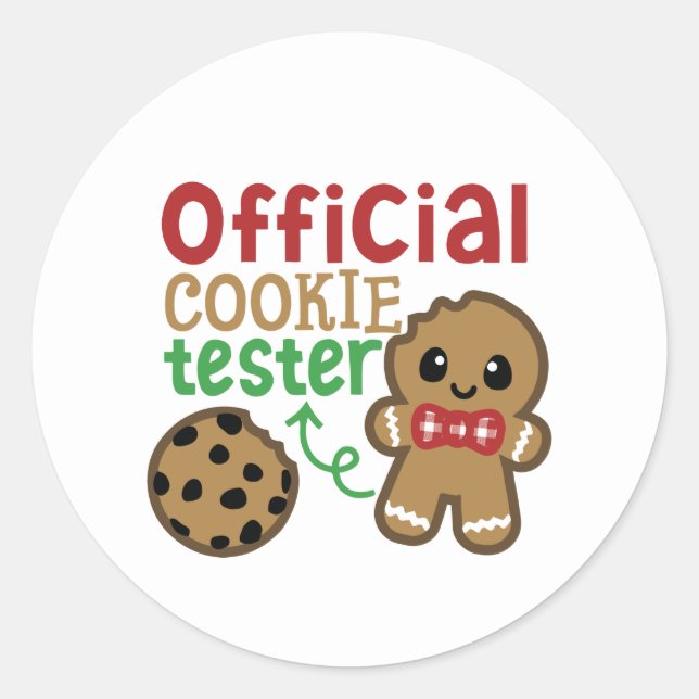 Official cookie tester gingerbread  classic round sticker (Front)