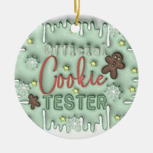 "Official Cookie Tester Ornament" Ceramic Tree Decoration