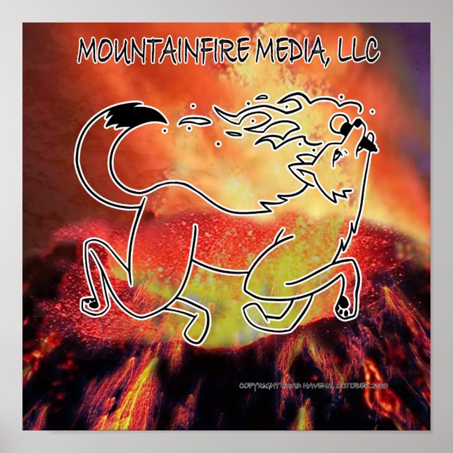 Official Coyote Leaping Over Volcano Design Poster (Front)