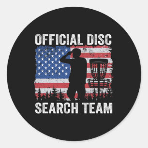Official Disc Search Team American Flag Frisbee Di Classic Round Sticker