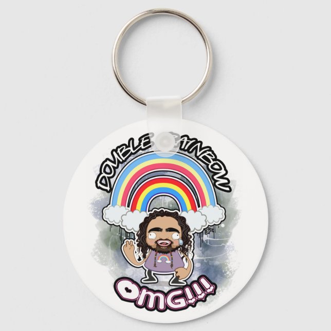 OFFICIAL Double Rainbow Key Chain! Key Ring (Front)