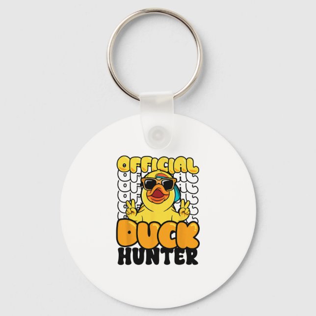 Official Duck Hunter Funny Rubber Duckie Hunting C Key Ring (Front)