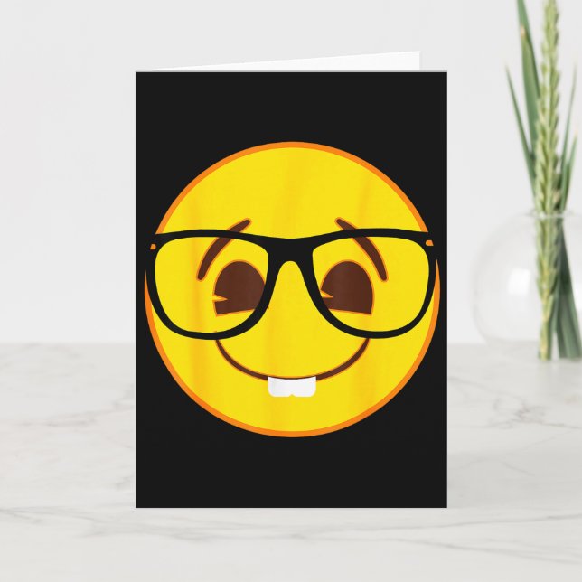 Official Emoji Nerd Gles Yellow Smile Face  Card (Front)