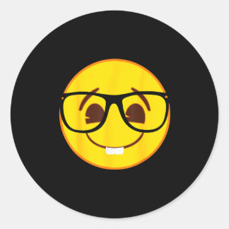 Official Emoji Nerd Gles Yellow Smile Face Classic Round Sticker