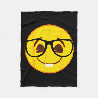 Official Emoji Nerd Gles Yellow Smile Face Fleece Blanket