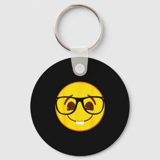 Official Emoji Nerd Gles Yellow Smile Face Key Ring
