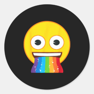 Official Emoji Rainbow Mouth Yellow Smile Face  Classic Round Sticker