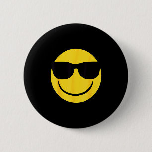 Official Emoji Retro Sungles Yellow Smile Face  6 Cm Round Badge