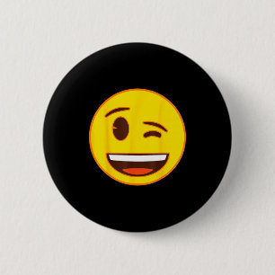 Official Emoji Wink Winking Yellow Smile Face  6 Cm Round Badge