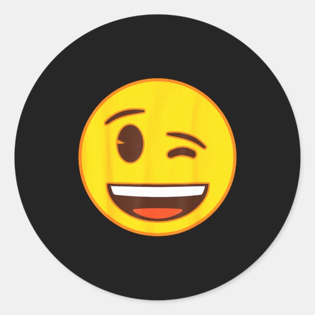 Official Emoji Wink Winking Yellow Smile Face  Classic Round Sticker (Front)