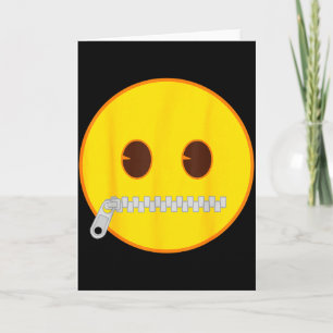 Official Emoji Zip Zipper Mouth Yellow Smile Face Card
