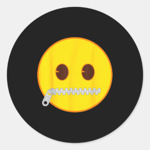 Official Emoji Zip Zipper Mouth Yellow Smile Face  Classic Round Sticker