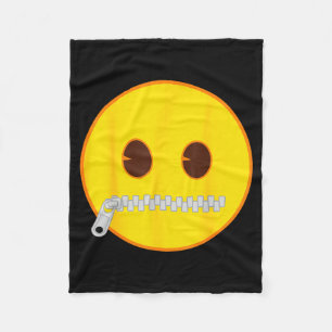 Official Emoji Zip Zipper Mouth Yellow Smile Face Fleece Blanket