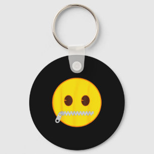 Official Emoji Zip Zipper Mouth Yellow Smile Face  Key Ring