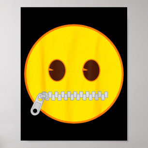 Official Emoji Zip Zipper Mouth Yellow Smile Face  Poster