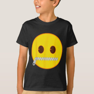 Official Emoji Zip Zipper Mouth Yellow Smile Face T-Shirt