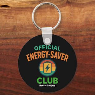 Official Energy-Saver Club Retro Battery Icon Fun Key Ring