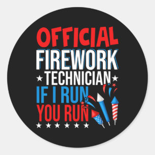 Official Firework Technician Usa Independence Day Classic Round Sticker