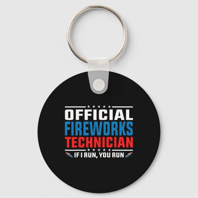 Official Fireworks Technician 4th Of July Pyro-tec Key Ring (Front)